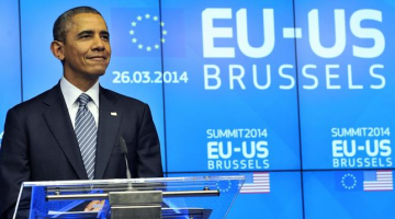 ASV prezidents Baraks Obama Briselē. Foto: AFP/LETA