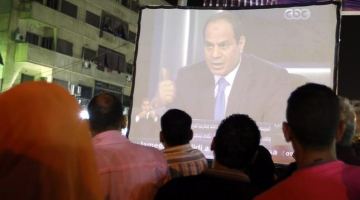 Ēģiptes prezidenta amata kandidāts Abdelfatahs as Sisi uzstājas televīzijā. Foto: EPA/LETA