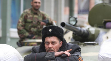 Viens no Slavjanskas separātistu kontrolposteņiem pirms Ukrainas armijas operācijas. Foto: LETA/ITAR-TASS.