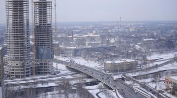 Augstceltņu kompleksa "Z-Towers" celtniecība. Foto: Evija Trifanova, LETA