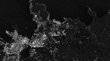 EKA mākslīgā zemes pavadoņa „Sentinel-1” satelītattēls, kurā redzama Tallina. Apstrādājis Kaupo Vormansiks, Tartu Observatorija