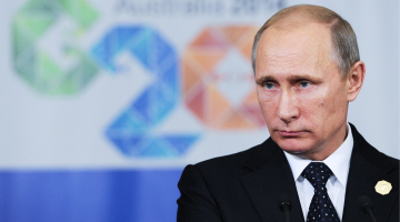 Krievijas prezidents Vladimirs Putins preses konferencē Brisbenā. Foto: ITAR-TASS/LETA