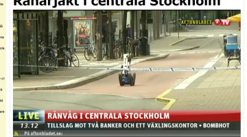 Laikrakstā "Aftonbladet" var sekot tiešraidē, kā policija meklē spridzekli.
