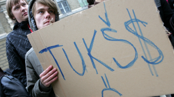 Studenti protestā. Foto: Raitis Plauks, F64