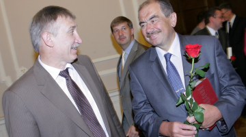 AT priekšsēdētājs Ivars Bičkovičs (no labās) un ģenerālprokurors Ēriks Kalnmeiers. Foto: Raitis Plauks, F64