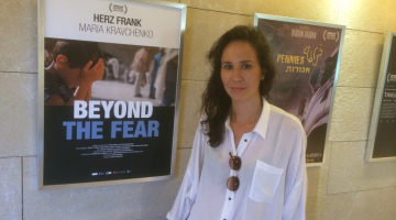 Filmas "Baiļu robeža" līdzrežisore Marija Kravčenko Jeruzalemes kinofestivālā. Foto: Guntis Trekteris