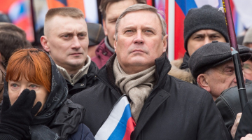 Mihails Kasjanovs Borisa Ņemcova piemiņas pasākumā. Foto: AFP/LETA