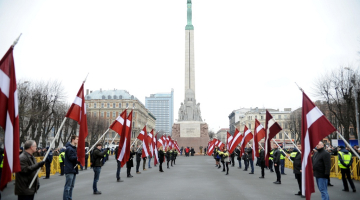 Leģionāru piemiņas gāgiens 16.martā. Foto: Edijs Pālens, LETA