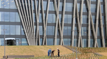 Latvijas Universitātes jaunās Dabas mājas fasāde. Foto: Sabīne Bērziņa