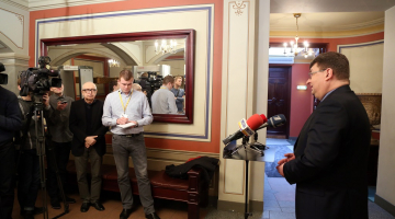 SAB direktors Jānis Maizītis preses konferencē. Foto: Edijs Pālens, LETA