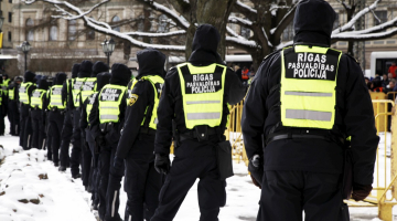 Rīgas pašvaldības policija pagājušā gada 16.martā. Foto: Nora Krevneva, F64