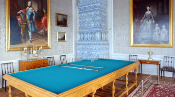 Biljarda zāle Rundāles pilī. Foto: Ieva Lūka, LETA