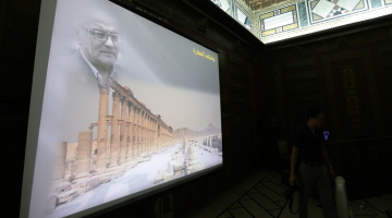 Islāma kaujinieki publiski nocirta galvu 81 gadu vecajam arheologam un Palmīras arhitektūras kompleksa galvenajam uzraugam Haledam Asādam. Foto: AFP/LETA