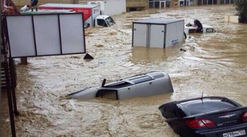 Plūdi Sočos. Foto no Twitter