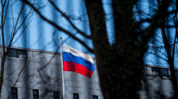Krievijas vēstniecība Vašingtonā. Foto: BRENDAN SMIALOWSKI, AFP