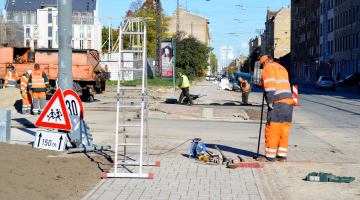 Krišjāņa Barona ielas remonts. Foto: Zane Bitere, LETA.