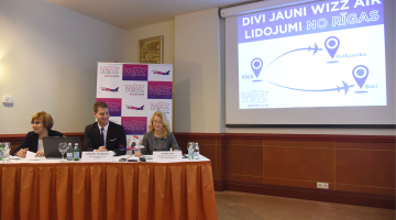Jauno "Wizz Air" reisu prezentācija. Foto: Zane Bitere, LETA.