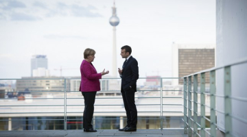 Angela Merkele un Emanuels Makrons. Foto: EPA-LETA