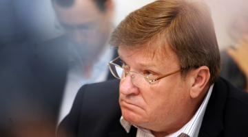 Bijušais AS "Latvijas Krājbanka" prezidents Ivars Priedītis Rīgas pilsētas Vidzemes priekšpilsētas tiesas sēdē. Foto: Edijs Pālens, LETA