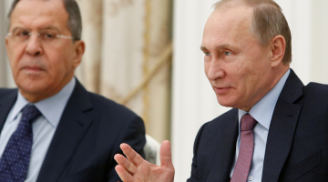 Sergejs Lavrovs un Vladimirs Putins. Foto: Sergei Karpukhin, REUTERS/LETA.