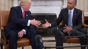 ASV prezidenti Baraks Obama un Donalds Tramps. Foto: AFP-LETA