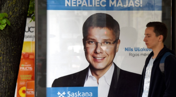 ''Saskaņas'' priekšvēlēšanu reklāma. Foto: Zane Bitere, LETA