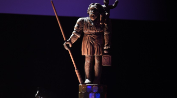 Nacionālā filmu festivāla "Lielais Kristaps" balvas statuete. Foto: Edijs Pālens, LETA