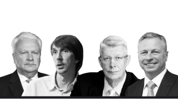 Zemkopības ministrs 
Jānis Dūklavs (no kreisās), bijušais Dienas redakcijas darbinieks Guntis Bojārs, bijušais Valsts prezidents Valdis Zatlers un Lattelecom vadītājs Juris Gulbis.
Foto — LETA