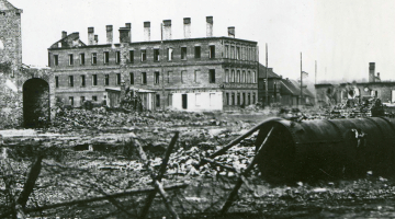 Vācu karaspēka uzbrukumā nopostītā Daugavpils.
Foto no Latvijas Kara muzeja krājuma