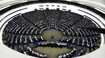 Eiropas Parlamenta sēžu zālē. Foto: EPA/LETA