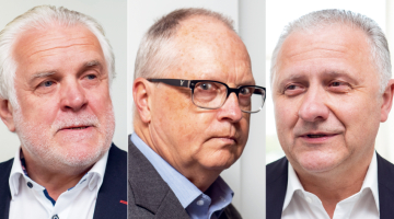 Bijušais Latvenergo prezidents Kārlis Miķelsons, biznesa konsultants Andrejs Livanovičs un bijušais Latvenergo prezidenta vietnieks Aigars Meļko.
Foto — Alise Šulca, Picture Agency