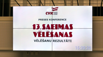 Centrālā vēlēšanu komisija informē par 13. Saeimas vēlēšanu rezultātiem. Foto: Evija Trifanova, LETA
