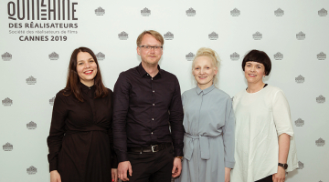 Producente Aija Bērziņa (no kreisās), filmas Oļegs režisors un scenārists Juris Kursietis, aktrise Guna Zariņa un producente Alise Ģelze Kannu kinofestivāla neatkarīgajā skatē Directors’ Fortnight.
Audrius Solominas, publicitātes foto