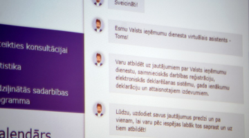 Valsts ieņēmumu dienesta virtuālais asistents "Toms". Foto: Zane Bitere, LETA
