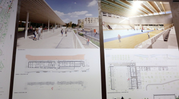 Latvijas Paralimpiskā sporta centra metu konkursa uzvarētāju  arhitektoniskais risinājums. Foto: Edijs Pālens, LETA