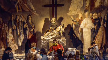 Brīvprātīgie dala pārtiku ekonomiskās grūtībās nonākušajiem līdzpilsoņiem Sv. Annas baznīcā Barselonā.
Foto — Scanpix
