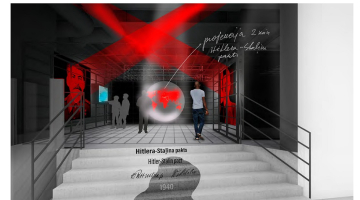 Latvijas Okupācijas muzeja topošās jaunās ekspozīcijas tēmas "Sazvērestība. Hitlera - Staļina pakts" dizaina skice. Autors - dizaina birojs "H2E". Publicitātes foto