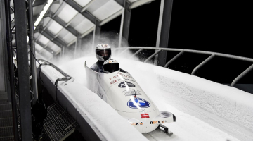 Latvijas bobslejisti Oskars Ķibermanis un Matīss Miknis piedalās IBSF Pasaules kausa posmā bobslejā Siguldas bobsleja un kamaniņu trasē. Foto: LETA