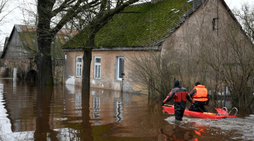 Plūdi Jēkabpilī. Ūdens līmenis Daugavā 14. janvāra rītā sasniedza 8,92 metrus. Foto - Ivars Soikāns, LETA