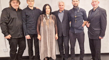 Māra Briežkalna kvintets un jaunā albuma tapšanā pieaicinātā dziedātāja un koklētāja Biruta Ozoliņa