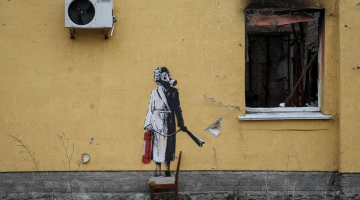 Benksija grafiti Ukrainā. Foto - Gleb Garanich/Reuters