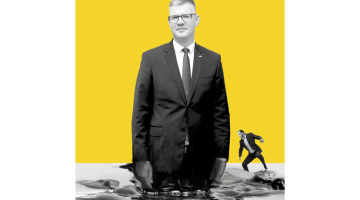 Vilnis Ķirsis (priekšplānā) un Mārtiņš Staķis. Ilustrācija – Krišs Salmanis