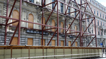 Jaunais Rīgas teātris pārbūves procesā 2020.gadā. Foto - Ieva Leiniša, LETA