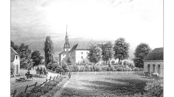 Skats uz Dundagas viduslaiku pili Kurzemē. Vilhelma Zigfrīda Stavenhāgena gravīra. 1866. gads. LNB krājums