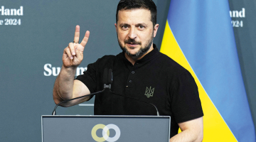 Ukrainas prezidents Šveicē notikušā Miera samita noslēguma preses konferencē 16. jūnijā.
Foto — Scanpix
