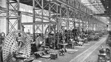 Heinriha Detmana izveidotās fabrikas Union montāžas zāle 20. gadsimta sākumā.
Foto no 20. gadsimta sākuma periodikas