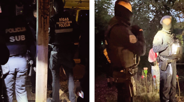 Pašvaldības policijas un Valsts policijas specvienības ierašanās pasākumā Rave for Palestine, kas tika rīkots privātā teritorijā