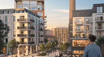 Riga Waterfront apbūves vizualizācija. Patlaban plānojums pašā Daugavas krastā neļauj būvēt ēkas augstāk par diviem stāviem. Attīstītāju vīzija paredz lielākos debesskrāpjus tieši krastā