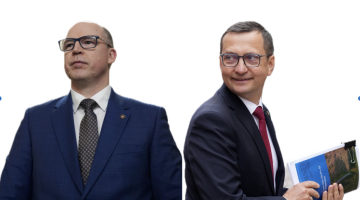 No kreisās — Armīns Meisters, Armands Krauze. LETA/IR redakcija kolāža