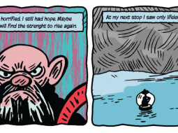 Fragments no Ernesta Kļaviņa un Andreja Kļaviņa komiksa "Pārsteidzošais ceļojums laikā"